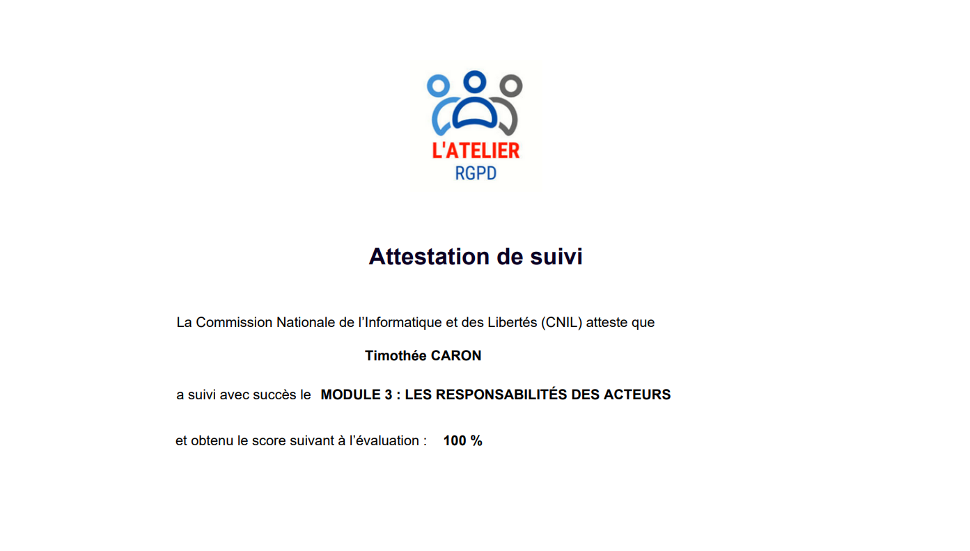 CNIL - Module 3 - La responsabilité des acteurs